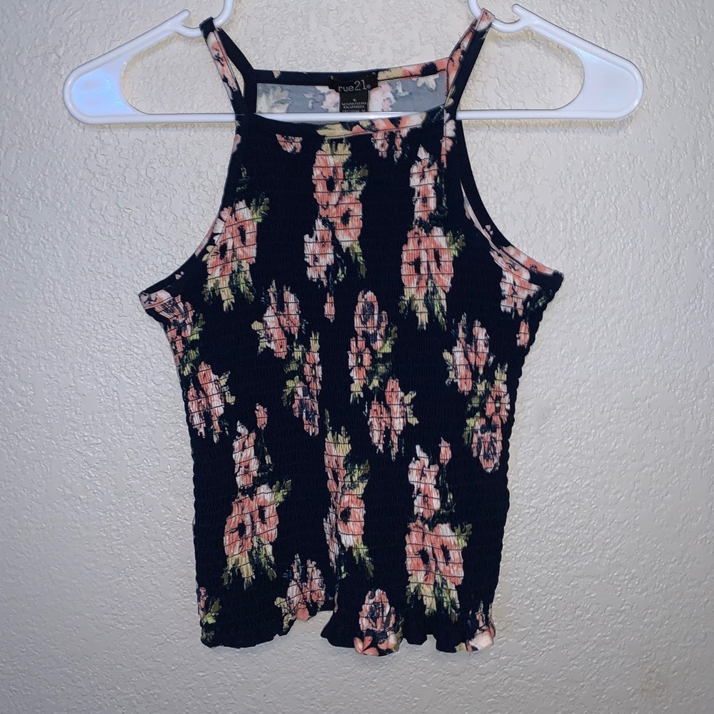 Rue 21 navy blue floral tank top